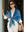Woman wearing the Midnight Paisley silk scarf as a shoulder wrap knotted at the waist, with a white shirt and cream trousers — Tangled Monk original hand-drawn silk scarf