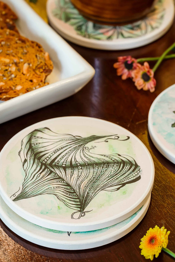 Unfurling Leaf | Intricate Art Coaster Set