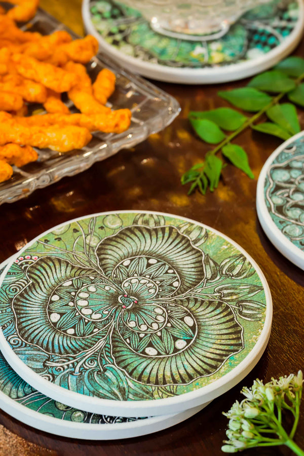 Deep Petal | Intricate Art Coaster Set