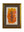 Framed hand-drawn artwork on handmade paper of an intricate trident and serpent motif in fine black linework over a warm orange and pink watercolour wash, gold frame with brown mat — Tangled Monk original hand-drawn art